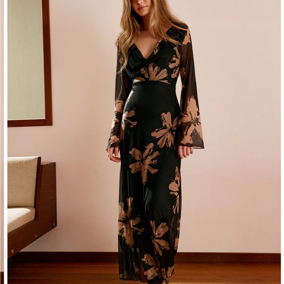 Commense Boheme Printed Cowl Neck Floral maxi Dress - Picture 9 of 12